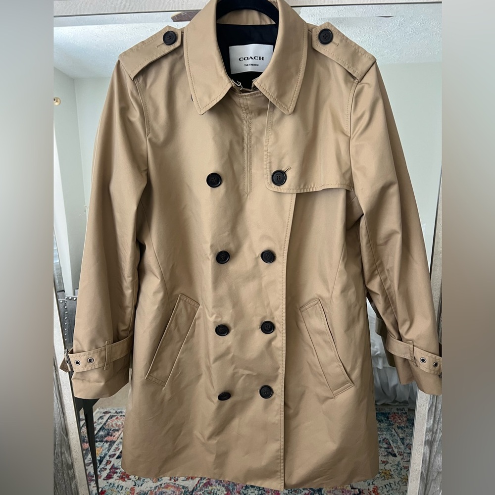 Coach Tan Double-Breasted Trench Coat - Picture 13 of 13